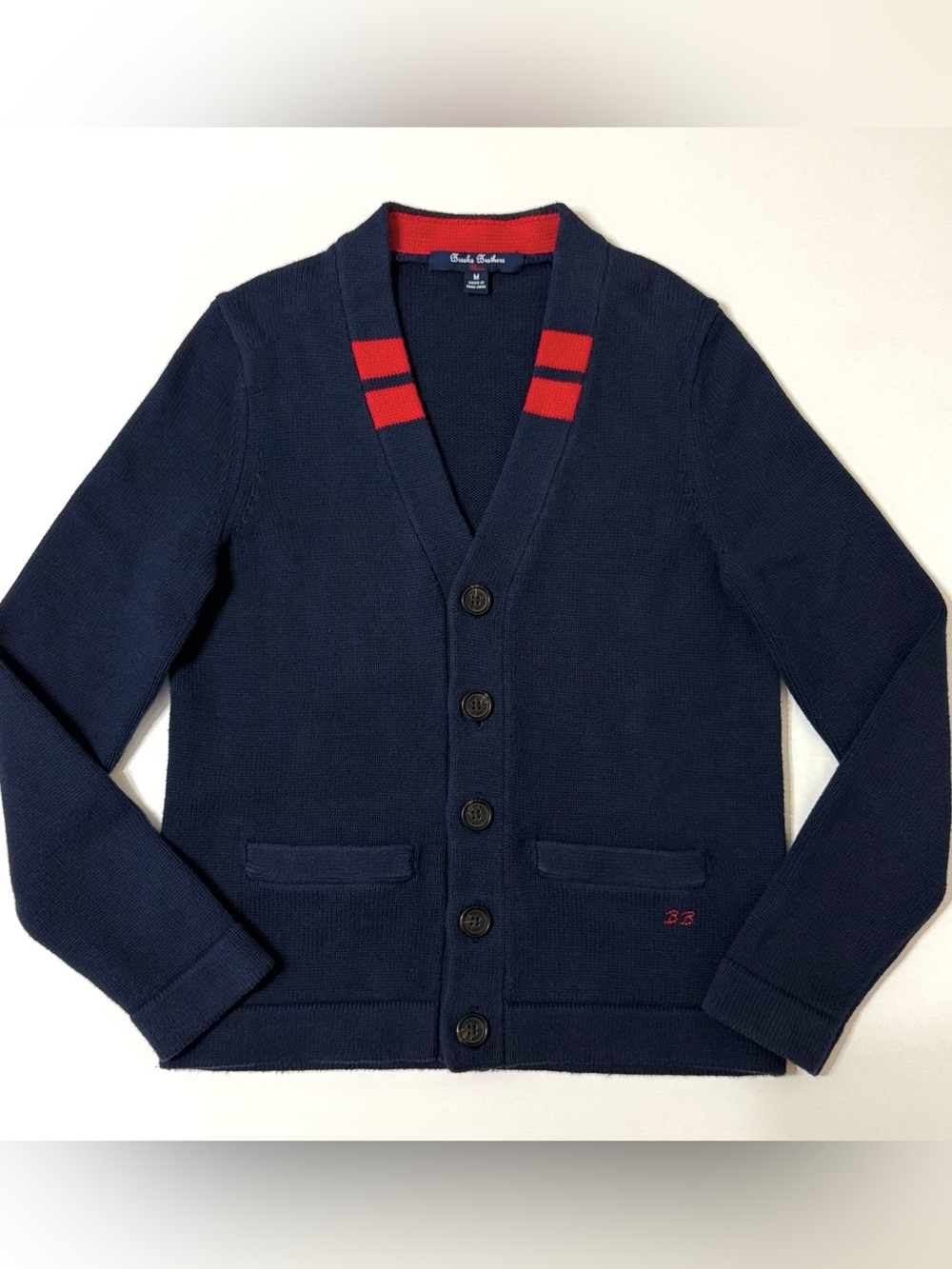 Brooks Brothers Boys Cotton Fleece Varsity Cardigan - Medium (10-12)